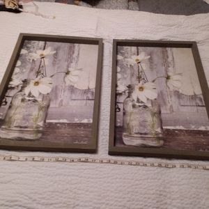 Beautiful Mason Jars and Flowers Painted Wooden pic and frame Buy 1 or Both